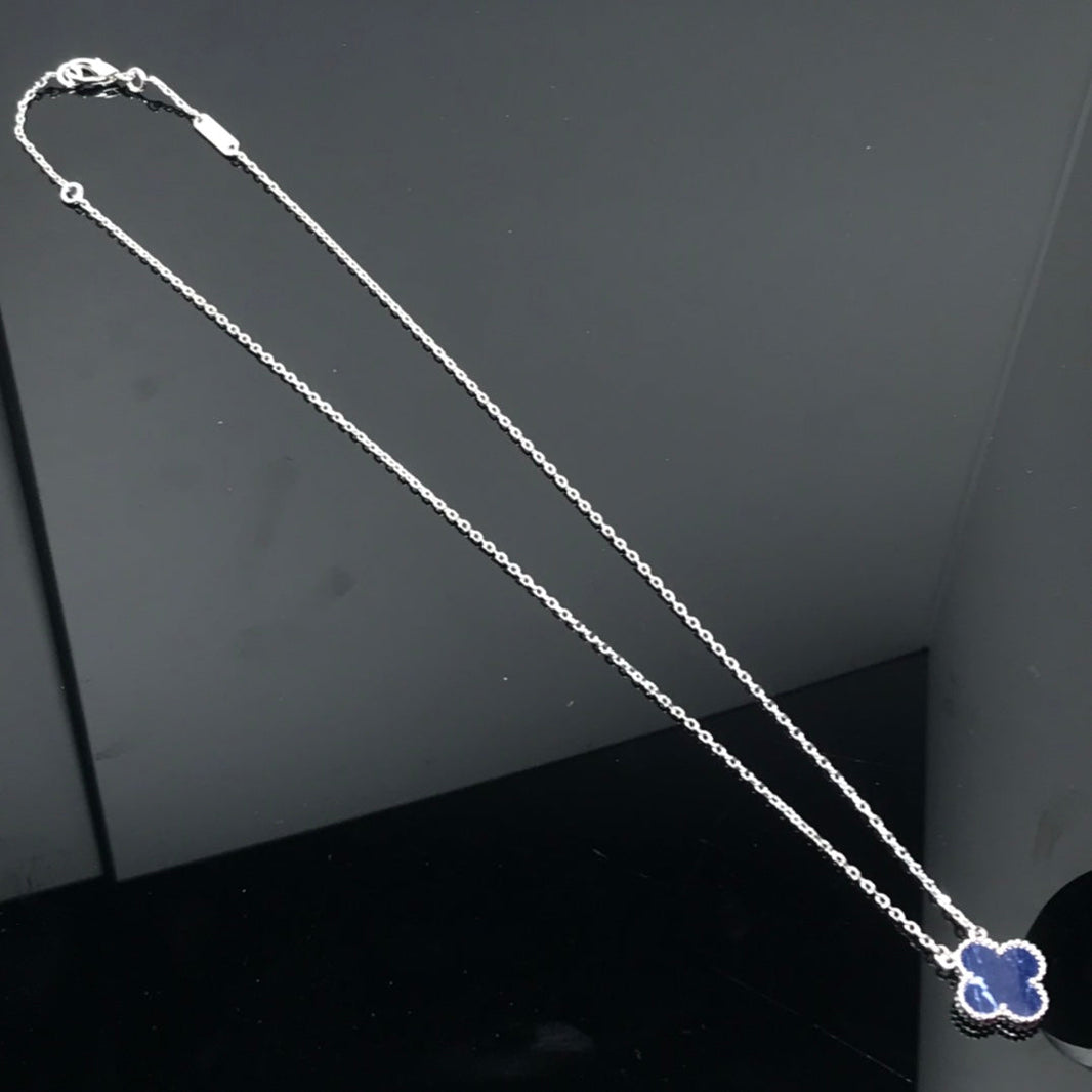 [Luna Brilliance]CLOVER PIETERSITE SILVER LONG NECKLACE