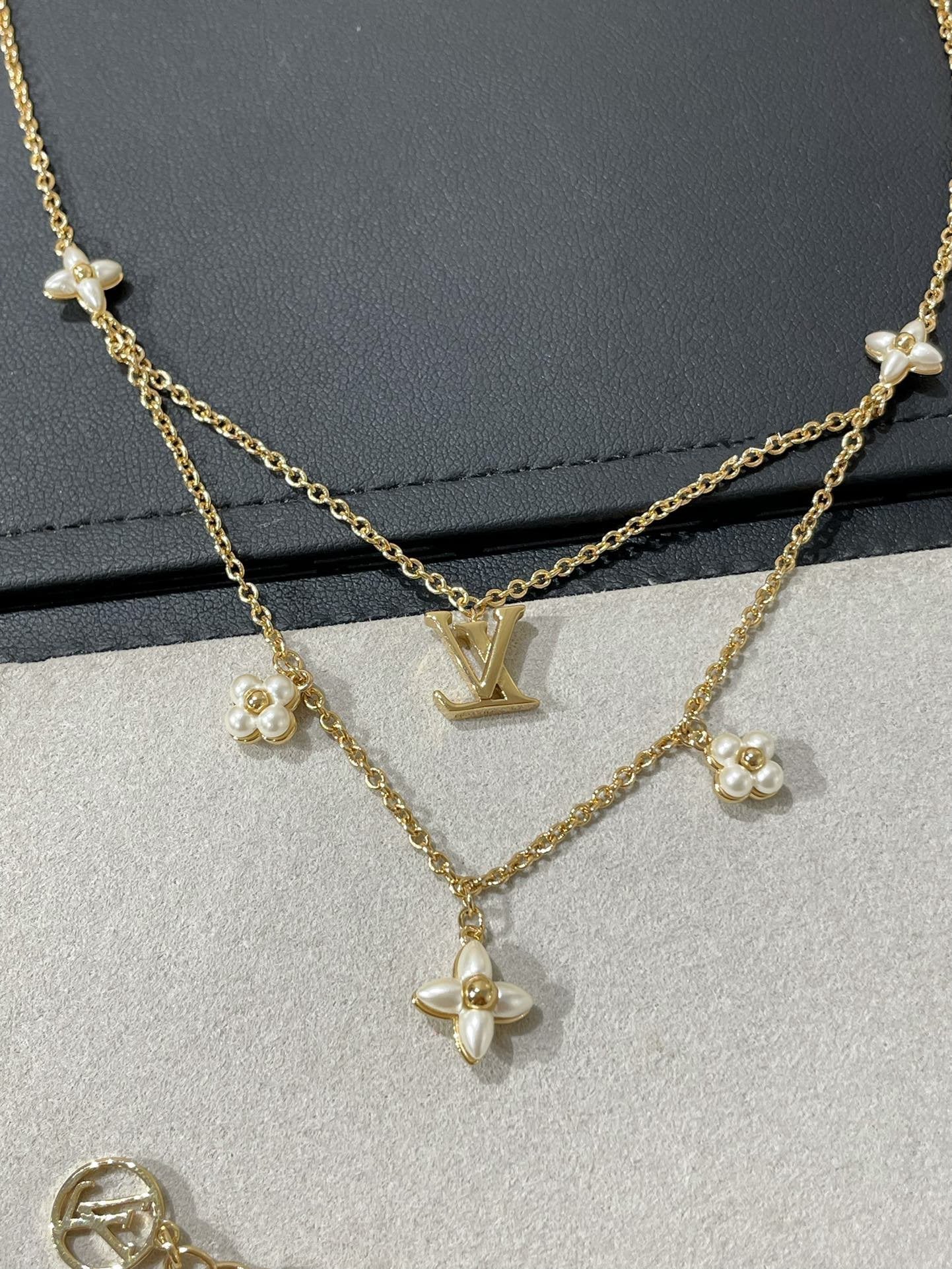 [Luna Brilliance]FLOWERGRAM GOLD MOP DOUBLE ROW NECKLACE