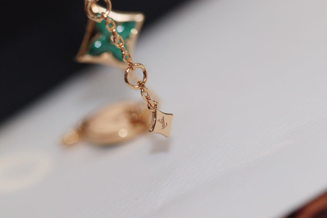 [Luna Brilliance]STAR AND SUN 4 MOTIF PINK GOLD MALACHITE BRACELET