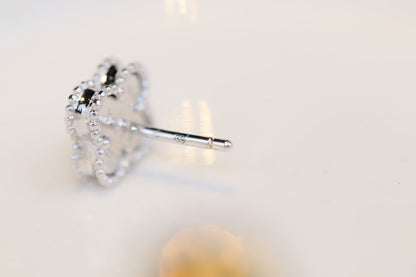 [Luna Brilliance]CLOVER MINI TURQUOISE SILVER STUD EARRINGS