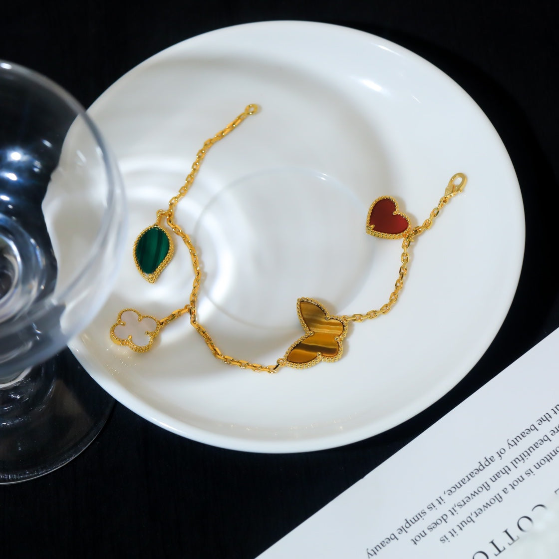 [Luna Brilliance]LUCKY SPRING 5 MOTIF GOLD BRACELET