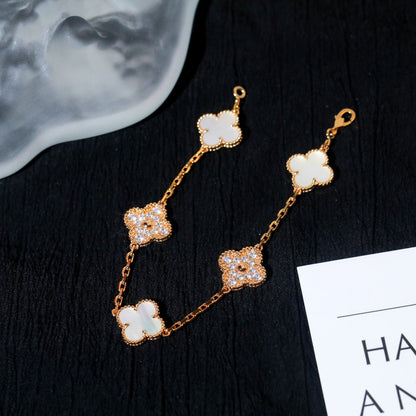 [Luna Brilliance]CLOVER BRACELET 5 MOTIF WHITE MOP DIAMOND