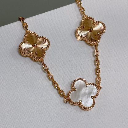 [Luna Brilliance]CLOVER BRACELET 5 MOTIF WHITE MOP PINK GOLD