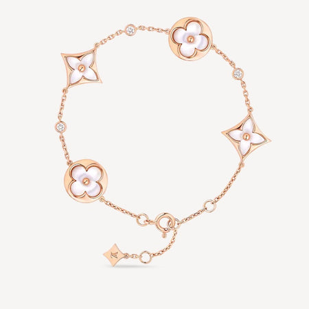 [Luna Brilliance]STAR AND SUN 4 MOTIF WHITE MOP PINK GOLD BRACELET