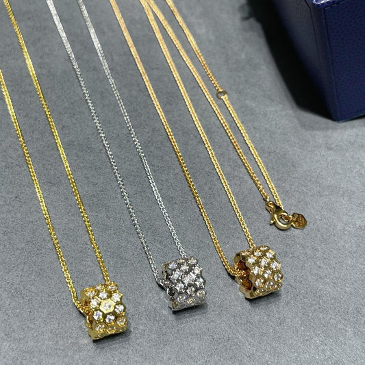 [Luna Brilliance]BEE LOVE DIAMOND PAVED 3 ROW NECKLACE