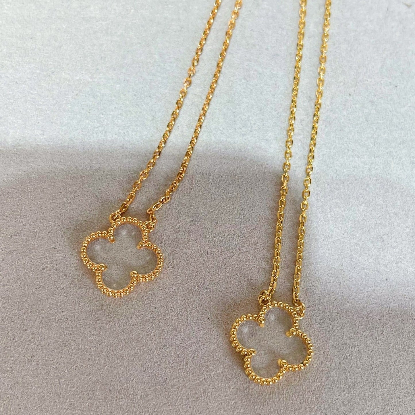 [Luna Brilliance]CLOVER ROCK CRYSTAL ROSE GOLD NECKLACE