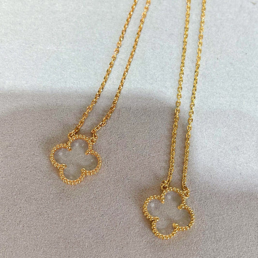 [Luna Brilliance]CLOVER ROCK CRYSTAL ROSE GOLD NECKLACE