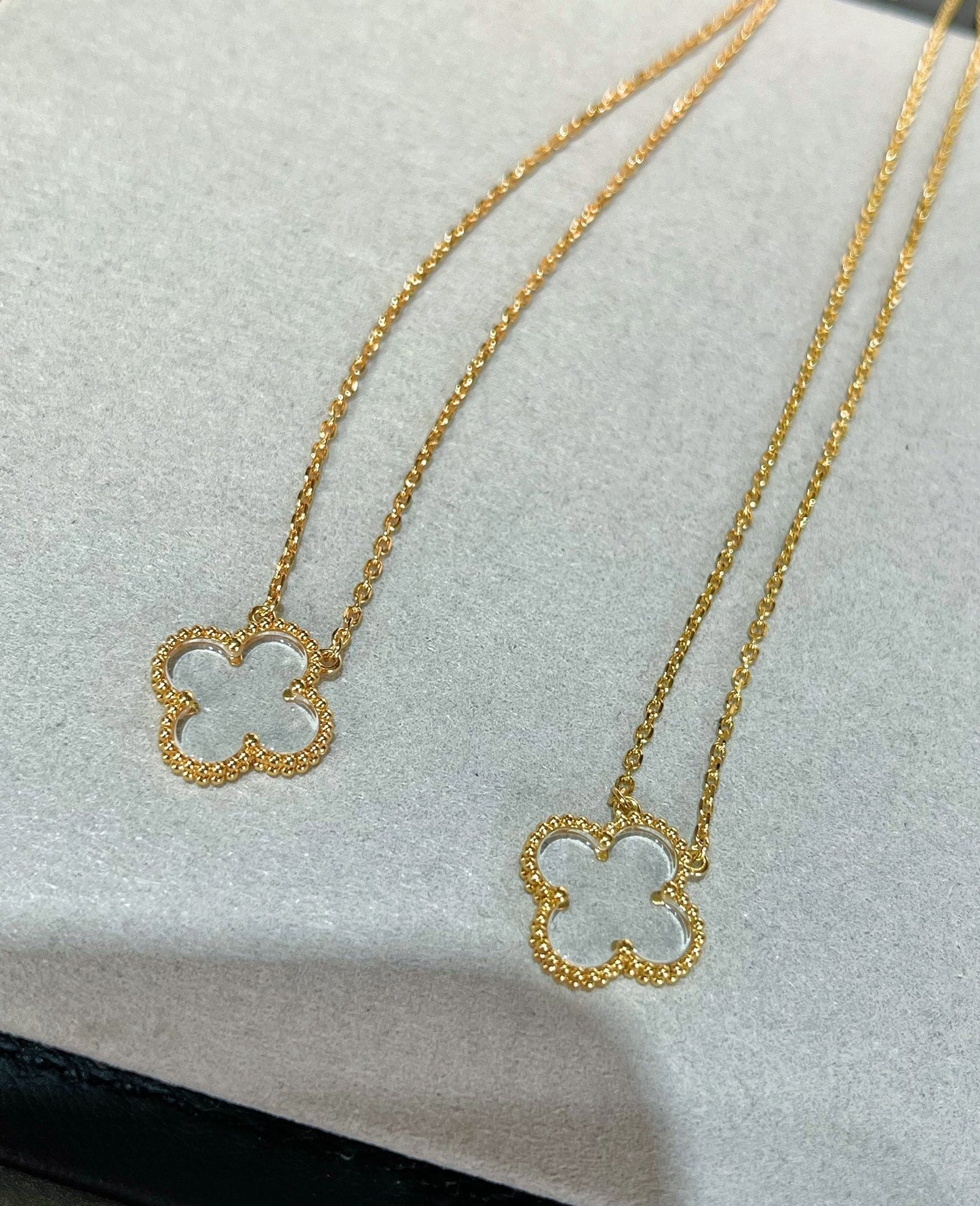 [Luna Brilliance]CLOVER ROCK CRYSTAL ROSE GOLD NECKLACE