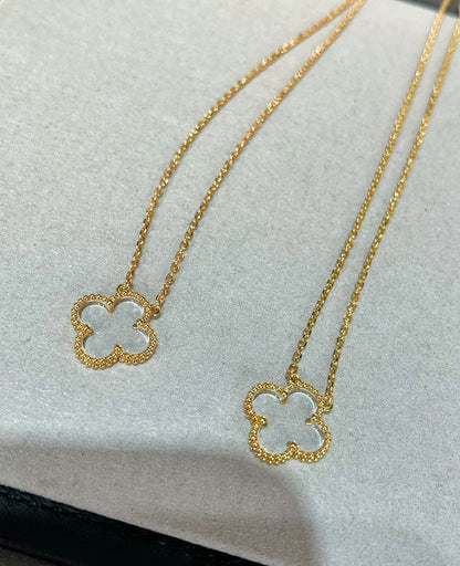 [Luna Brilliance]CLOVER ROCK CRYSTAL ROSE GOLD NECKLACE