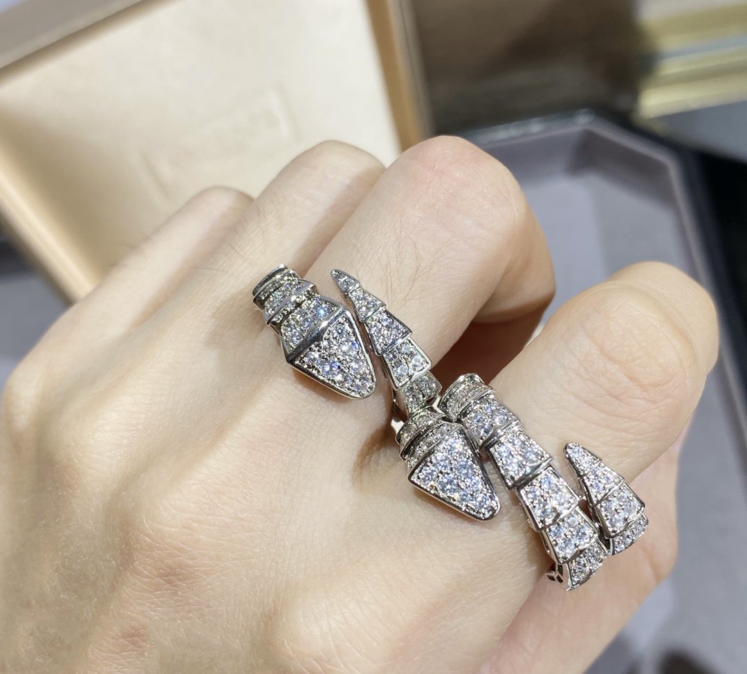 [Luna Brilliance]SERPENTI LARGE RING SILVER DIAMOND PAVED