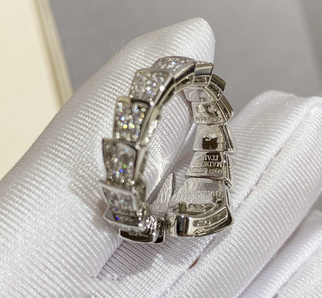 [Luna Brilliance]SERPENTI LARGE RING SILVER DIAMOND PAVED