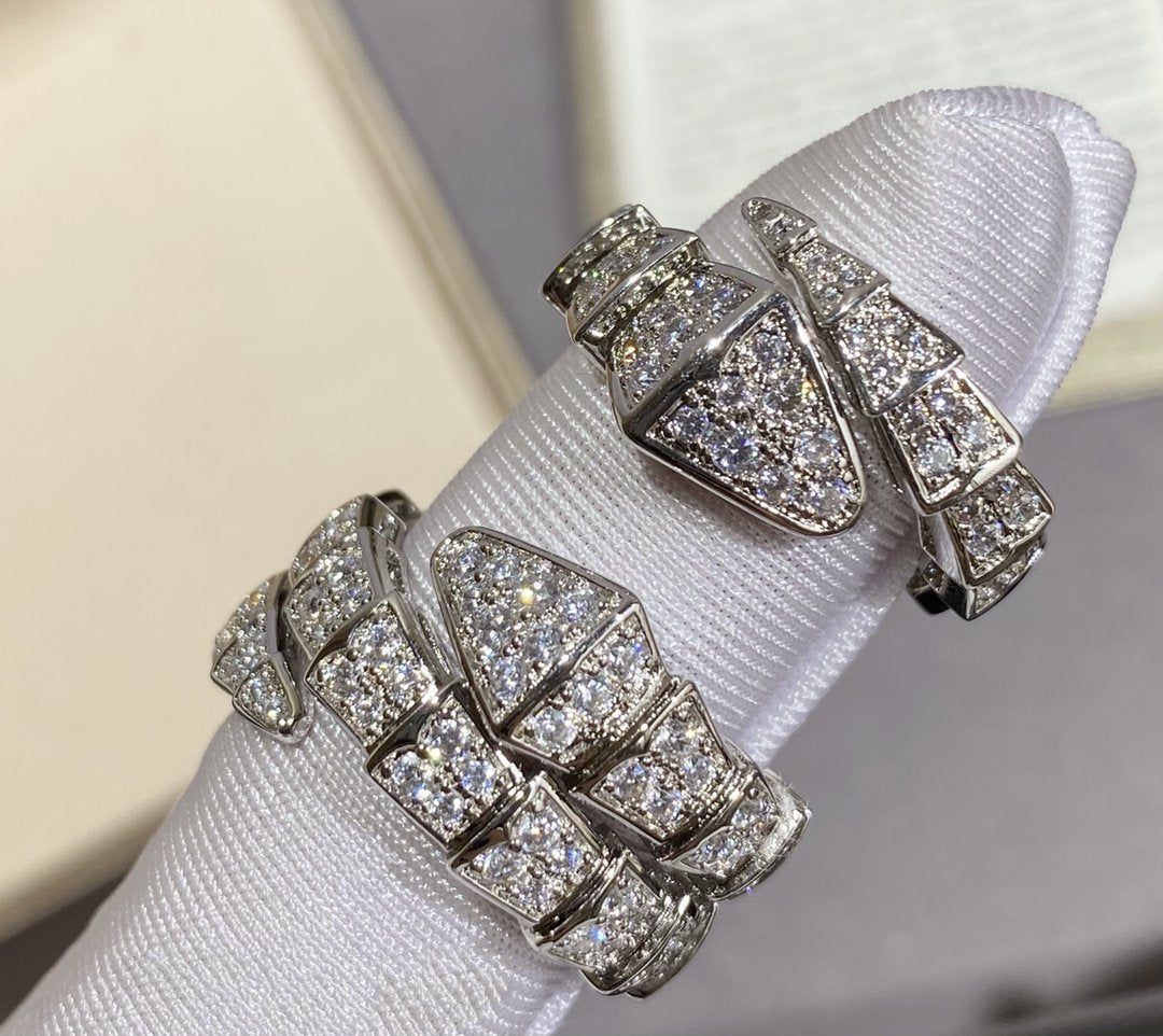 [Luna Brilliance]SERPENTI LARGE RING SILVER DIAMOND PAVED