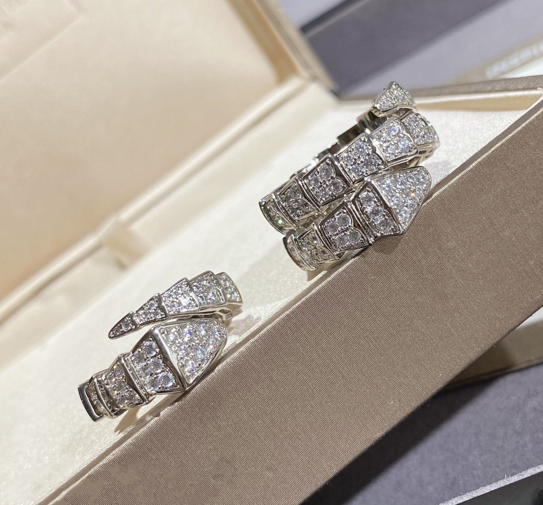[Luna Brilliance]SERPENTI LARGE RING SILVER DIAMOND PAVED