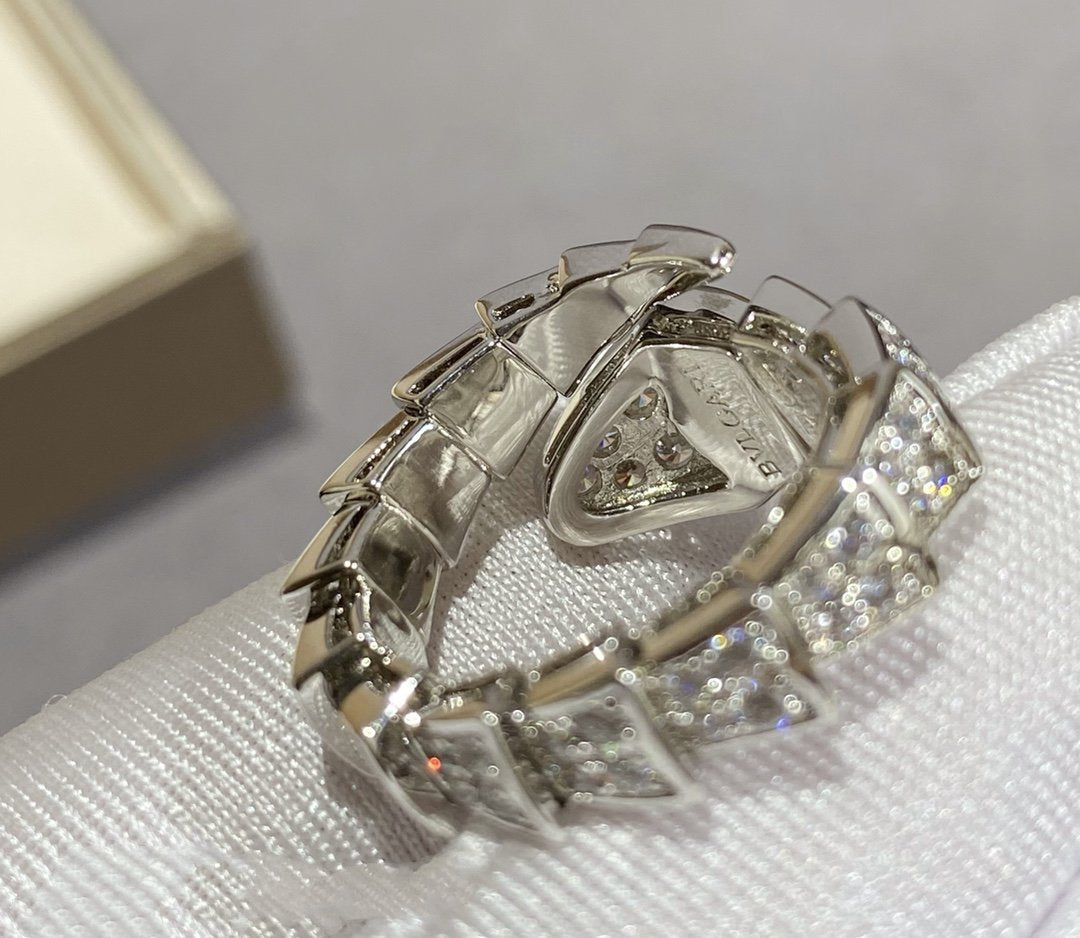 [Luna Brilliance]SERPENTI LARGE RING SILVER DIAMOND PAVED