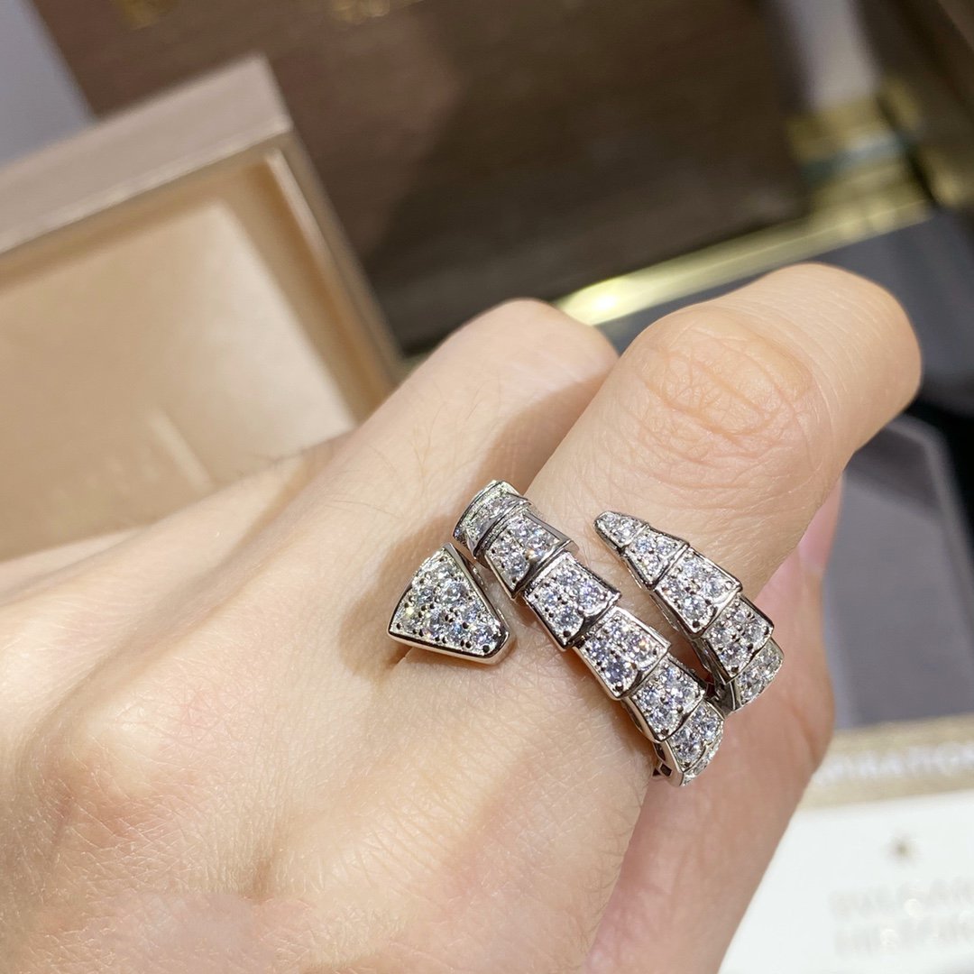 [Luna Brilliance]SERPENTI DOUBLE RING SILVER DIAMOND PAVED