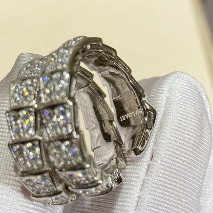 [Luna Brilliance]SERPENTI DOUBLE RING SILVER DIAMOND PAVED
