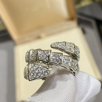 [Luna Brilliance]SERPENTI DOUBLE RING SILVER DIAMOND PAVED