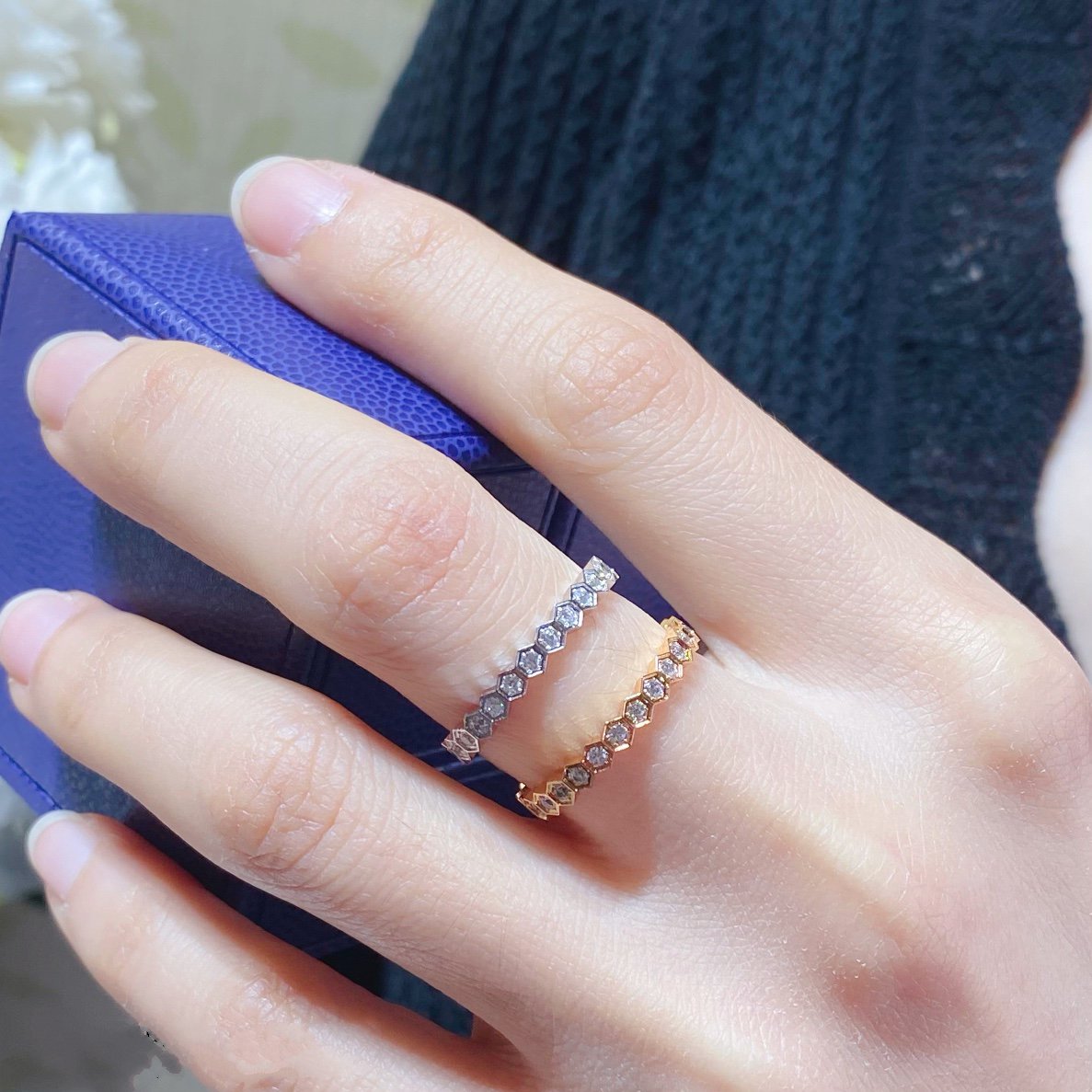 [Luna Brilliance]BEE LOVE DIAMOND PAVED SMALL RING