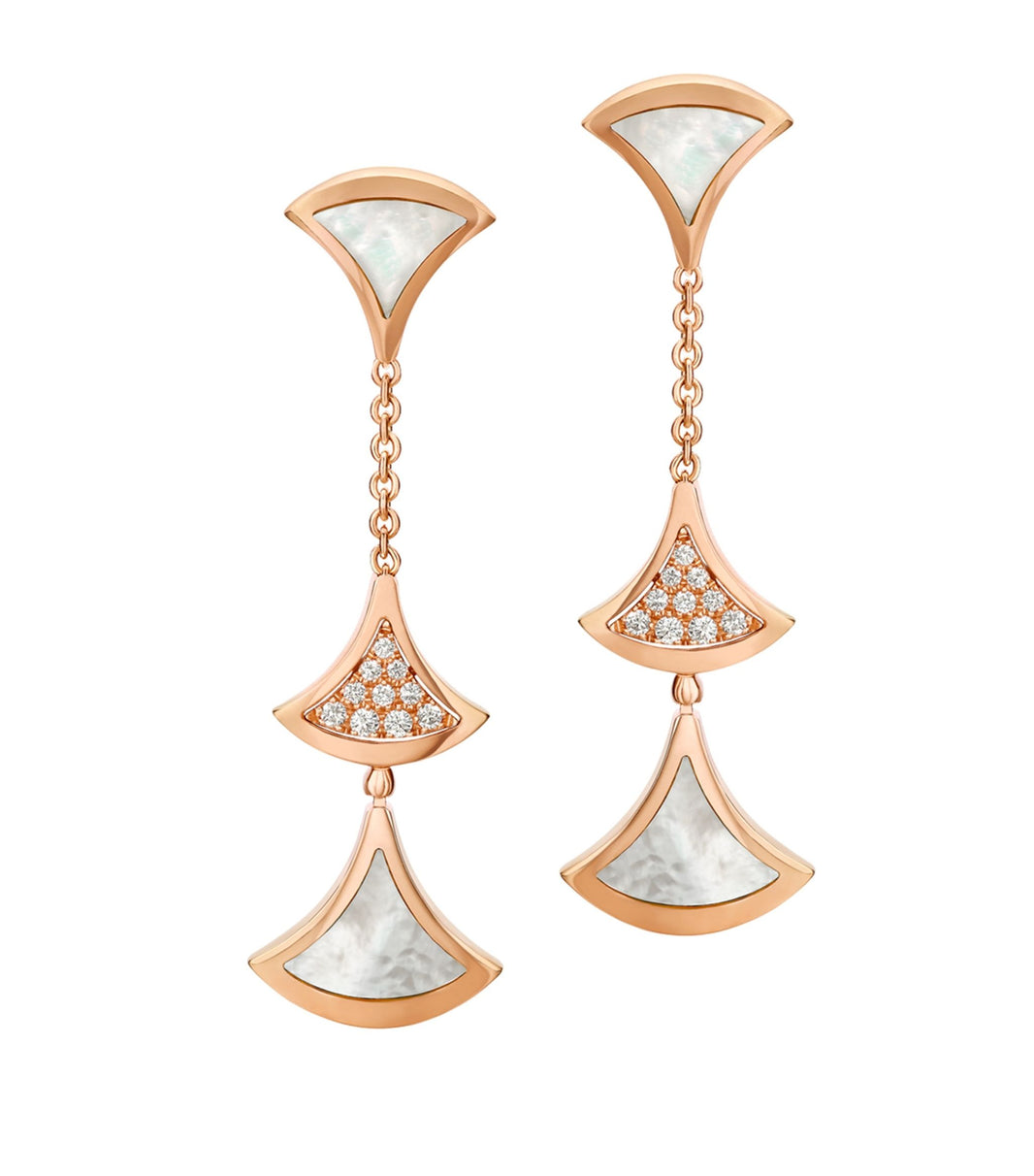 [Luna Brilliance]DREAM EARRINGS 3 MOTIFS DIAMOND MOP PINK GOLD