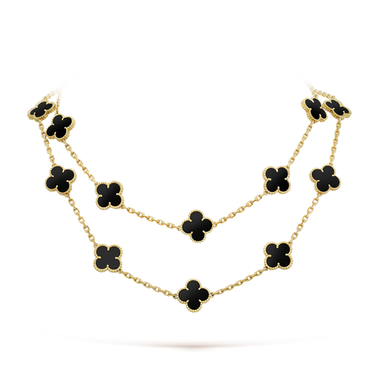 [Luna Brilliance]CLOVER 20 MOTIFS ONYX NECKLACE
