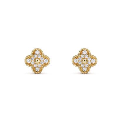 [Luna Brilliance]CLOVER MEDIUM 1 MOTIFS FUll DIAMOND EARRINGS
