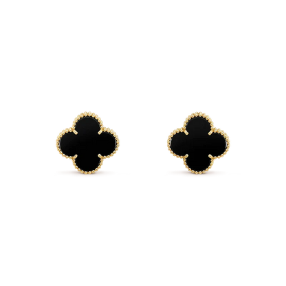 [Luna Brilliance]CLOVER MEDIUM 1 MOTIFS  ONYX STUD EARRINGS