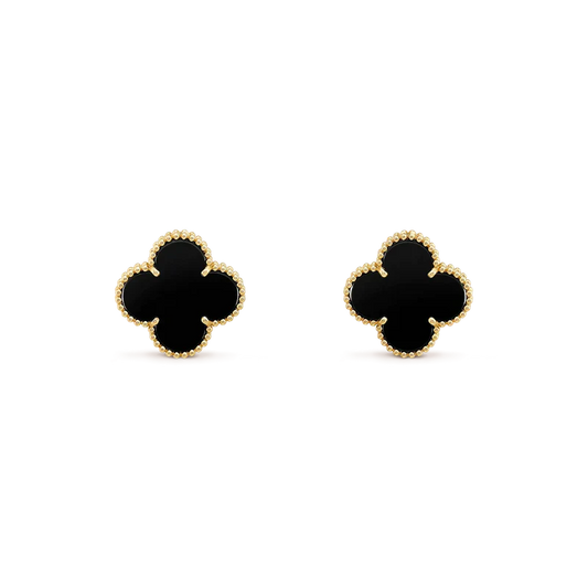 [Luna Brilliance]CLOVER MEDIUM 1 MOTIFS  ONYX STUD EARRINGS
