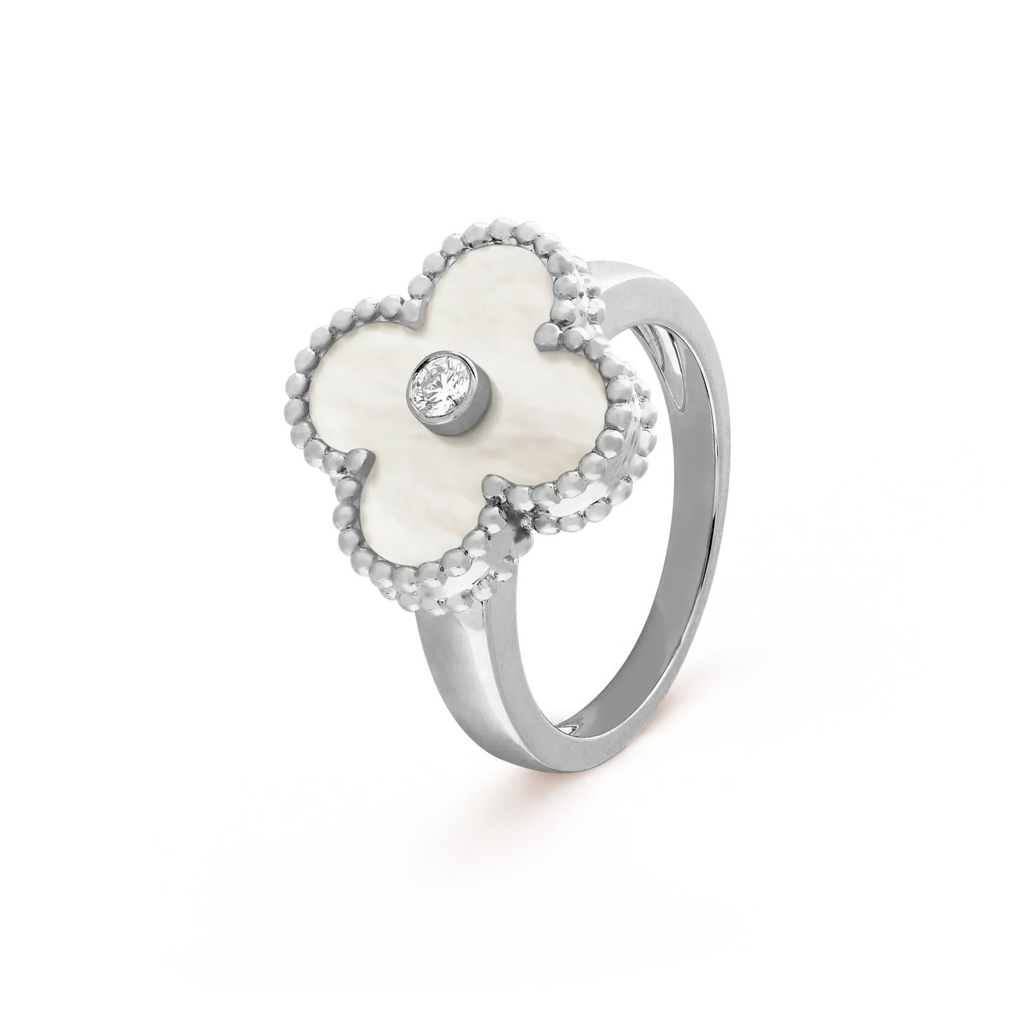 [Luna Brilliance]CLOVER SILVER MOP DIAMOND RING