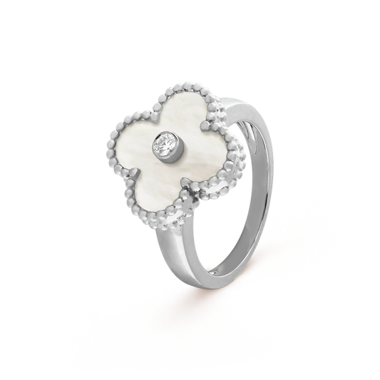 [Luna Brilliance]CLOVER SILVER MOP DIAMOND RING