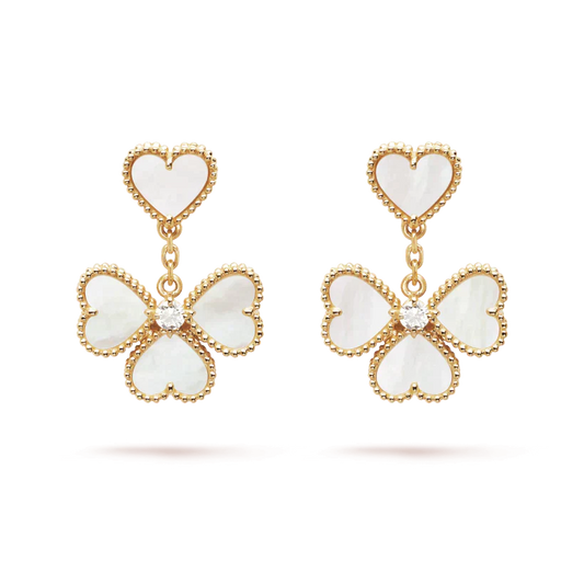 [Luna Brilliance]CLOVER SWEET WHITE MOP EARRINGS