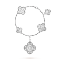 [Luna Brilliance]CLOVER 6 MOTIFS SILVER DIAMOND BRACELET