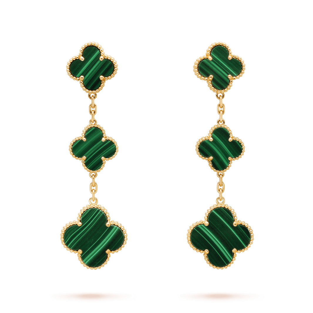[Luna Brilliance]CLOVER MALACHITE 3 MOTIFS GOLD