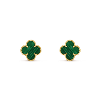 [Luna Brilliance]CLOVER MEDIUM 1 MOTIFS MALACHITE  EARRINGS