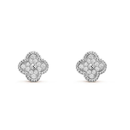 [Luna Brilliance]CLOVER MINI DIAMOND STUD EARRINGS
