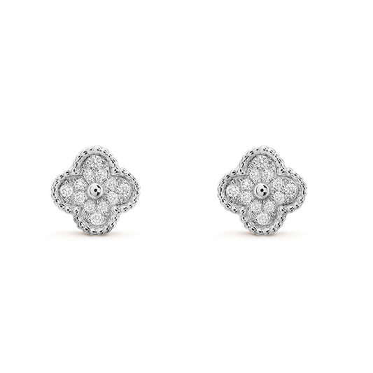 [Luna Brilliance]CLOVER MINI DIAMOND STUD EARRINGS