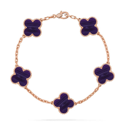 [Luna Brilliance]THICK GOLD-PLATED CUSTOM SIZE EDITION CLOVER ROSE GOLD BRACELET COLLECTION,5 MOTIFS