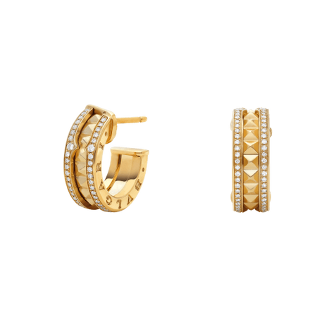 [Luna Brilliance]ZERO 1 ROCK GOLD EARRINGS WITH STUDDED SPIRAL AND PAVED DIAMONDS