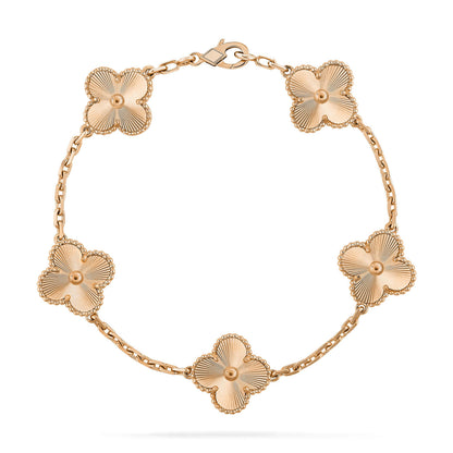 [Luna Brilliance]THICK GOLD-PLATED CUSTOM SIZE EDITION CLOVER ROSE GOLD BRACELET COLLECTION,5 MOTIFS