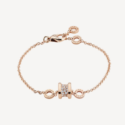 [Luna Brilliance]ZERO 1 SOFT PINK GOLD WITH PAVED DIAMONDS ON THE SPIRAL BRACELET