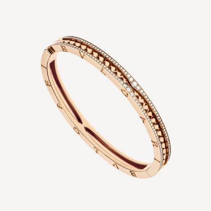 [Luna Brilliance]ZERO 1 SPIRAL AND PAVED DIAMOND PINK GOLD BRACELET