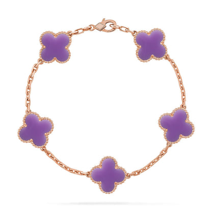 [Luna Brilliance]THICK GOLD-PLATED CUSTOM SIZE EDITION CLOVER ROSE GOLD BRACELET COLLECTION,5 MOTIFS