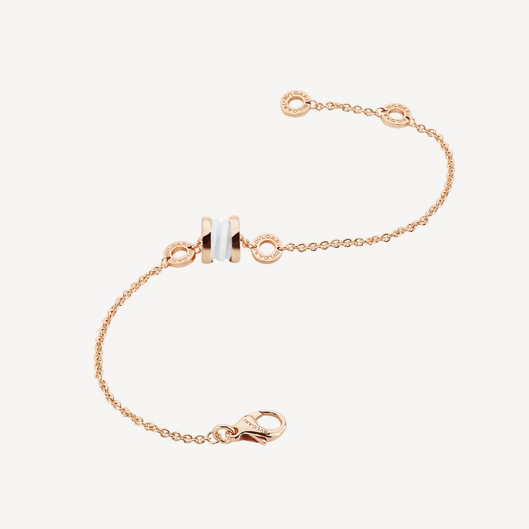[Luna Brilliance]ZERO 1 SOFT PINK GOLD AND WHITE CERAMIC BRACELET