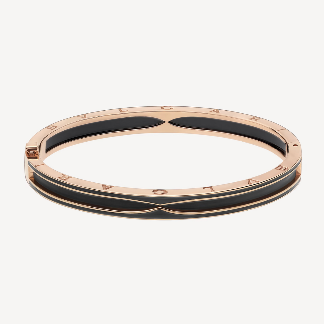 [Luna Brilliance]ZERO 1 PINK GOLD WITH MATTE BLACK CERAMIC BRACELET