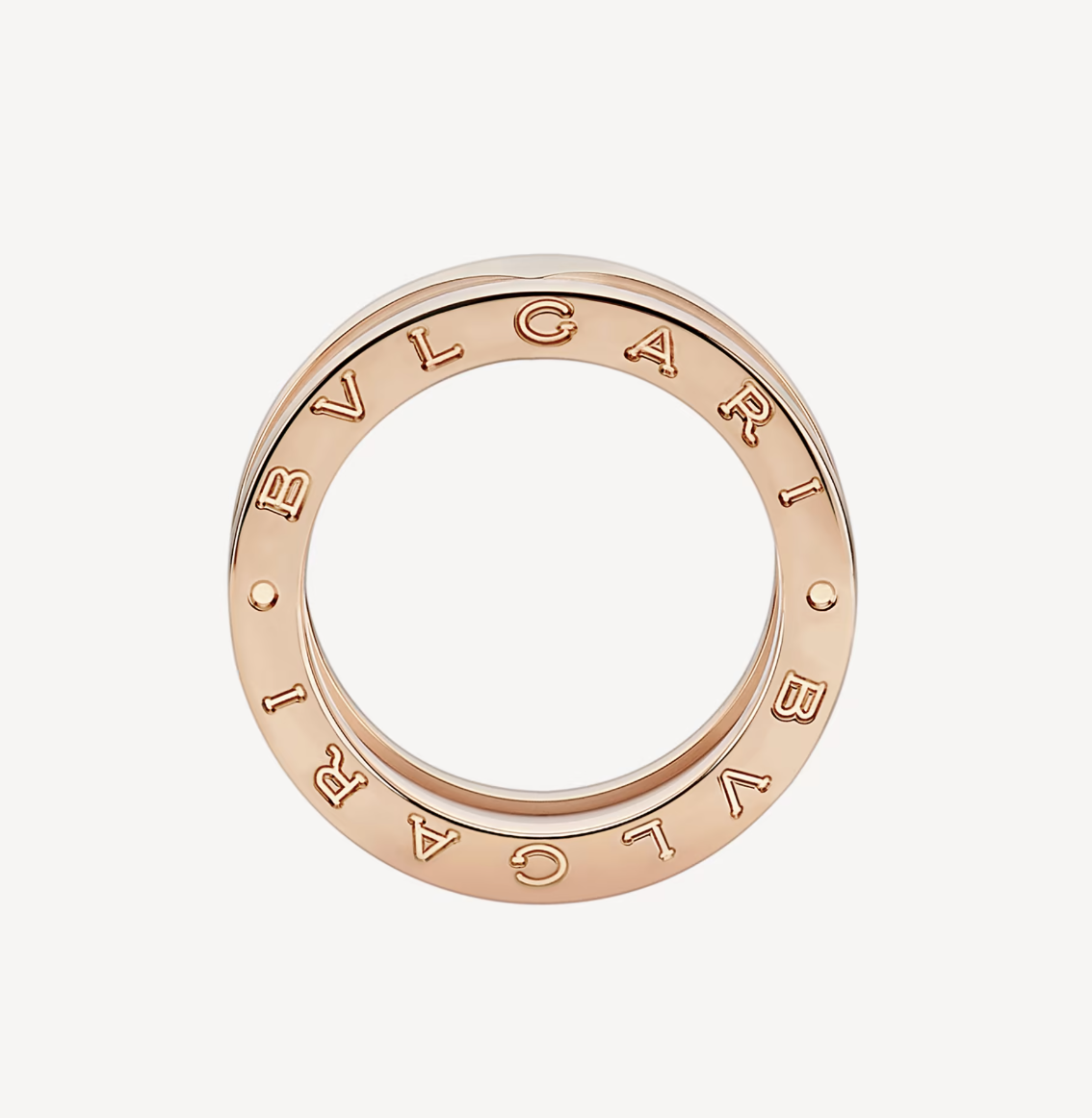[Luna Brilliance]ZERO 1 TWO-BAND LOOPS AND WHITE CERAMIC SPIRAL PINK GOLD RING