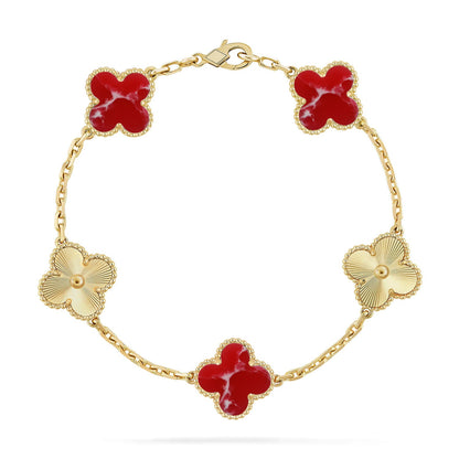 [Luna Brilliance]CLOVER 5 MOTIF RED PATTERN BRACELET COLLECTION