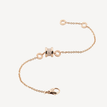 [Luna Brilliance]ZERO 1 SOFT PINK GOLD WITH PAVED DIAMONDS ON THE SPIRAL BRACELET