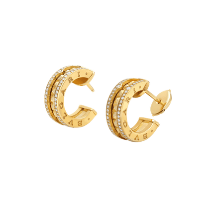 [Luna Brilliance]ZERO 1 ROCK GOLD EARRINGS WITH STUDDED SPIRAL AND PAVED DIAMONDS
