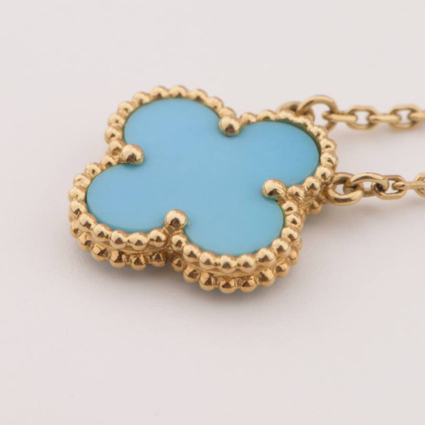 [Luna Brilliance]CLOVER 15MM VINTAGE TURQUOISE NECKLACE