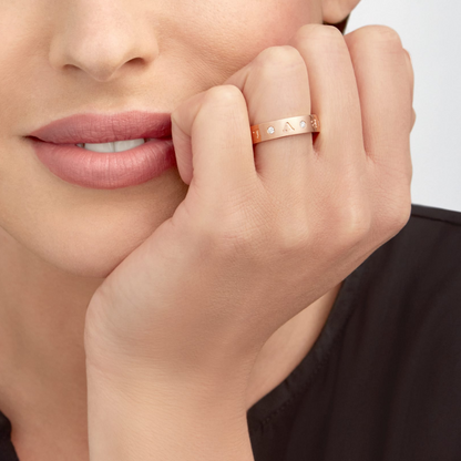 [Luna Brilliance]ZERO 1 ESSENTIAL PINK GOLD BAND WITH DIAMONDS RING
