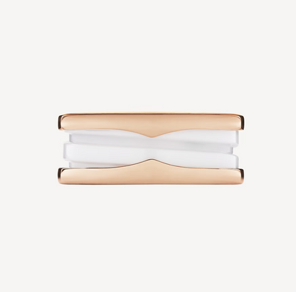 [Luna Brilliance]ZERO 1 TWO-BAND LOOPS AND WHITE CERAMIC SPIRAL PINK GOLD RING